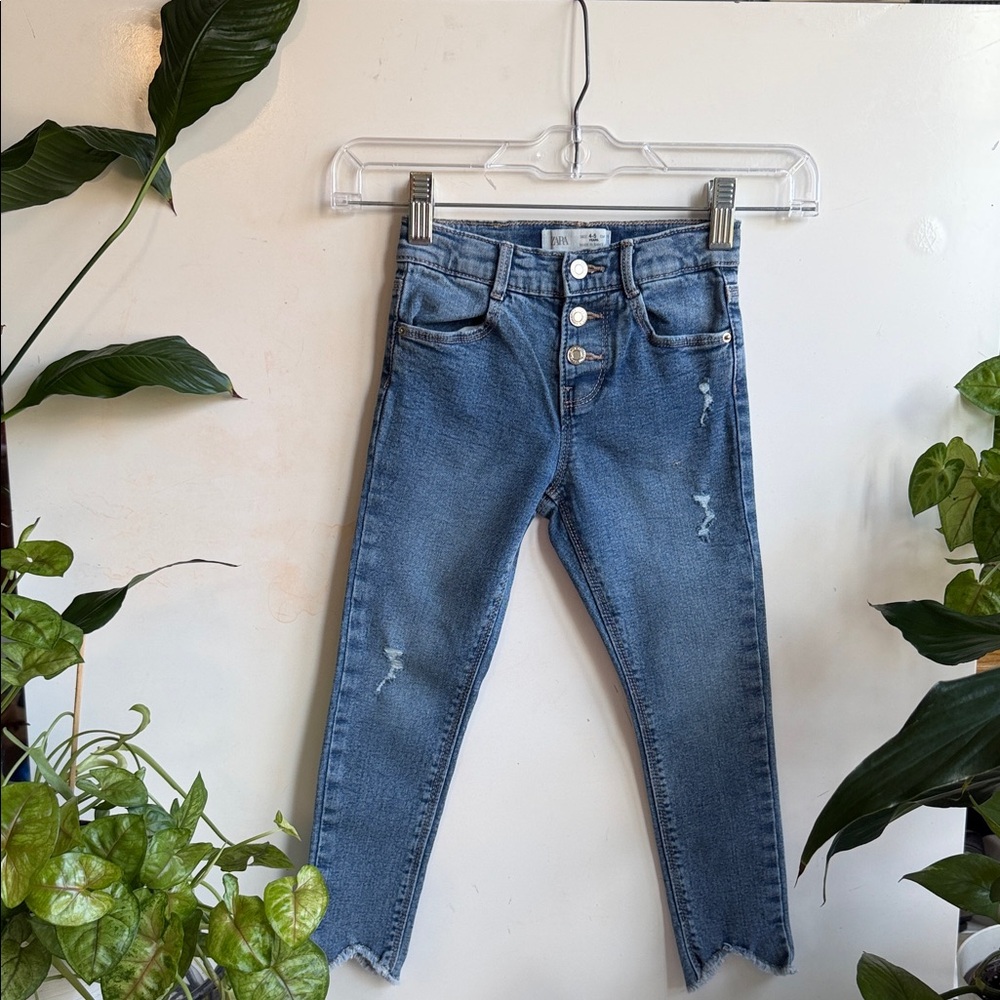Zara Distressed Blue Ankle Jeans